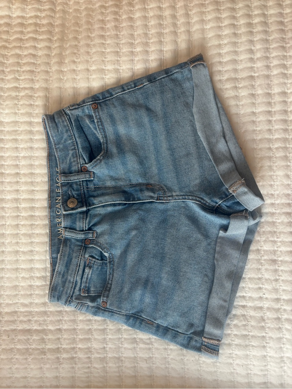 American Eagle Outfitters Light Blue Rolled Hem Denim Shorts